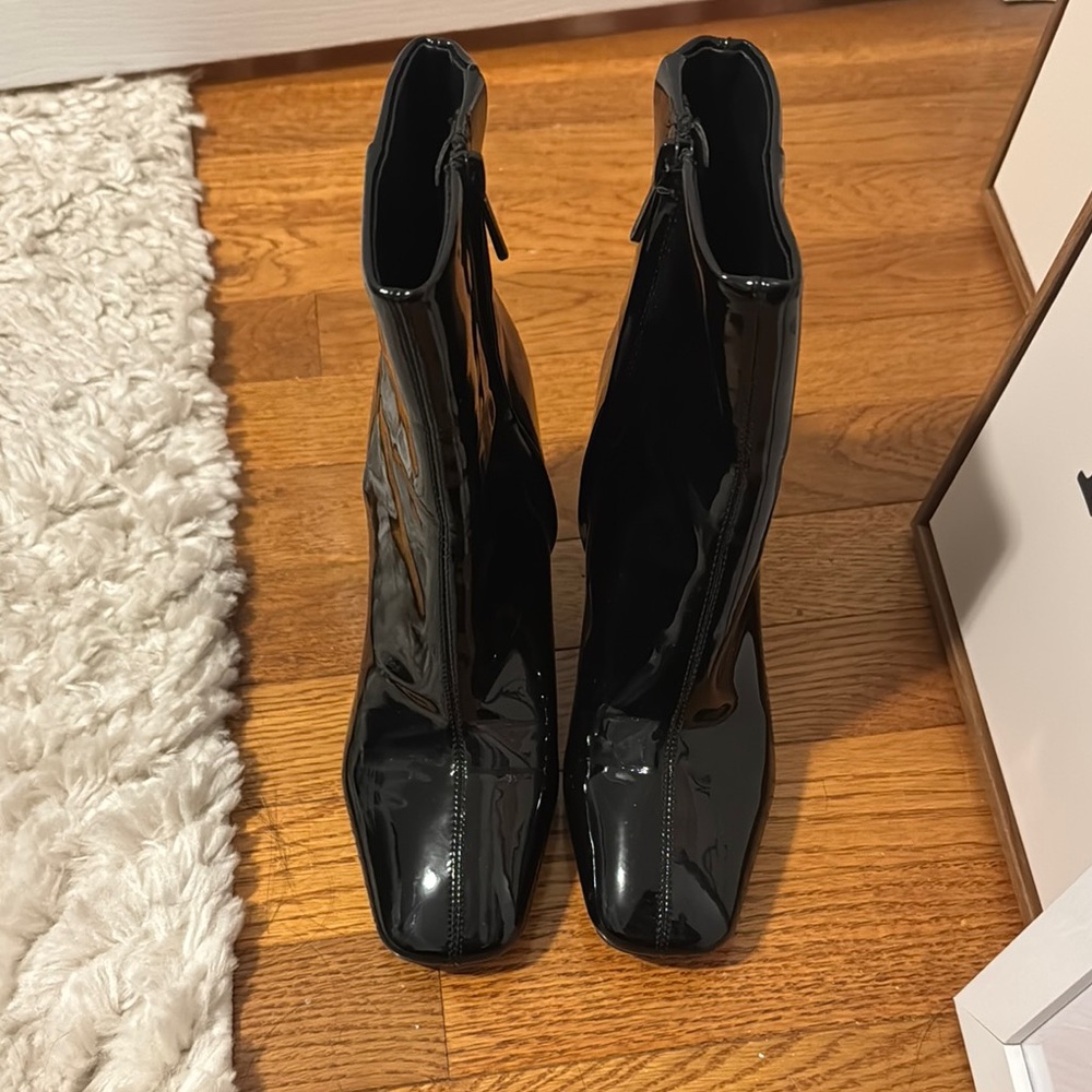 Black Patent Leather Ankle Boots
